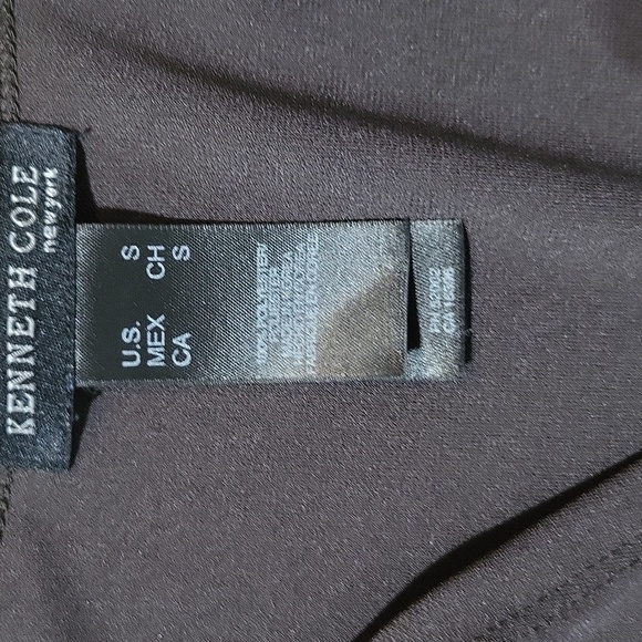 KENNETH COLE NEW YORK Brown V-Neck Built in Tie Waist Flutter Sleeve Dress - Picture 2 of 10